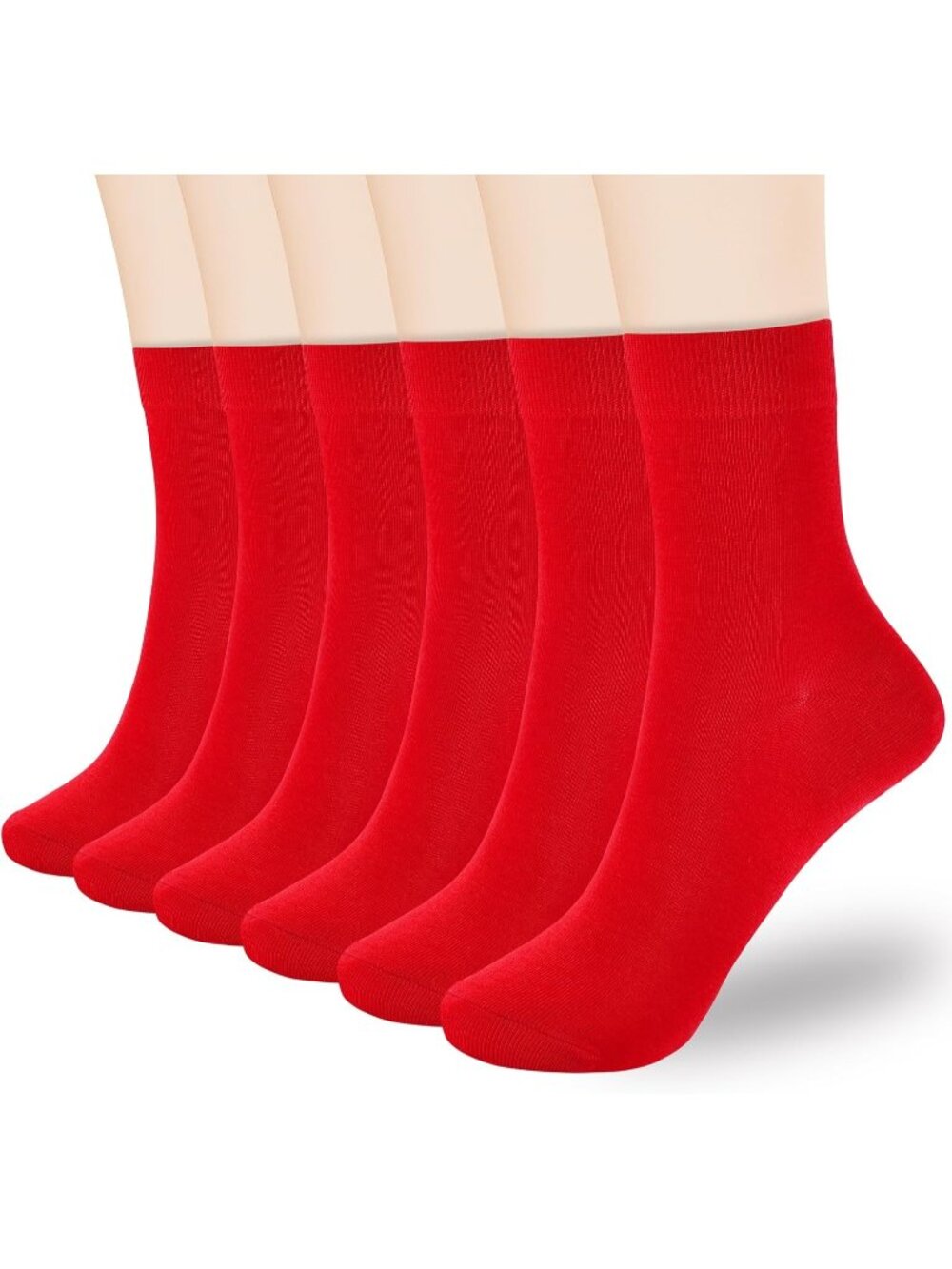 🧦Women's Dark Red 6 Pairs Thin Above Ankle Socks Cotton Crew Socks